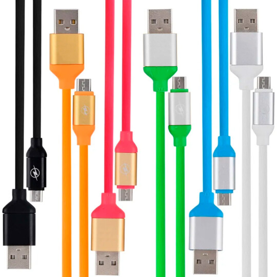 Cabo V8 x USB Colorido Emborrachado 1.2 Metros sem Embalagem - OR-CO405/M