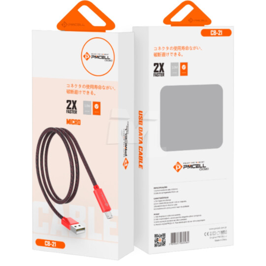 Cabo Usb V8 para Celular Cromo 899 Trançado 1 Metro PMCELL - CB-21 MICRO
