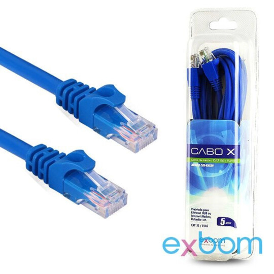 Cabo de Rede Rj45 Cat5e 5 Metros Com Blister EXBOM - CBX-N5C50