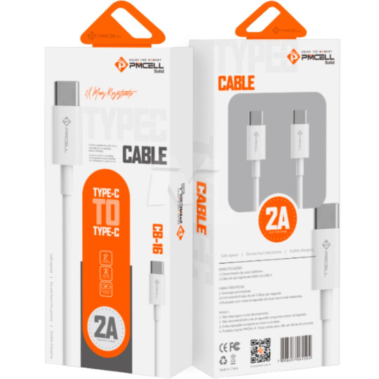 Cabo PD Type C para Type C Flat com 1 Metro PMCELL - CB-16
