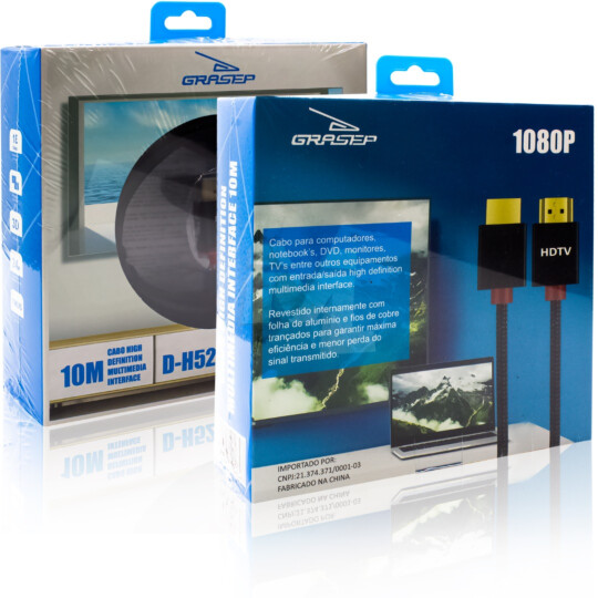 Cabo HDMI para HDMI 1.4 3D com 10 Metros GRASEP - D-H5200 10M
