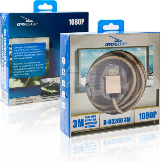 Cabo HDMI para HDMI 1.4 3D com 3 Metros GRASEP - D-H5200 3M