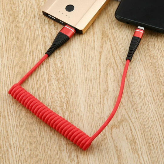 Cabo Usb para Type C em Mola 1M 2.1A Xtrad - CH-0417-TIPO-C