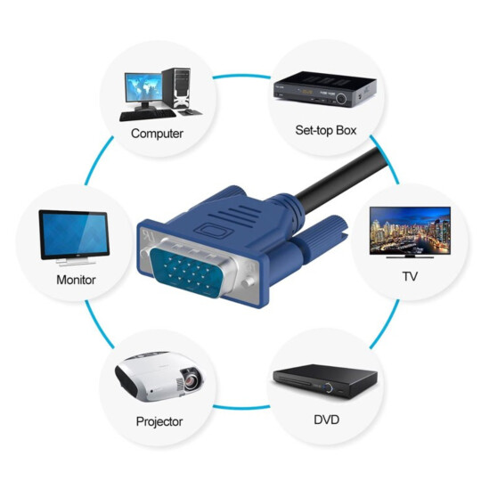 Cabo de Vídeo VGA 1.5 Metros Resistente Para PC Monitor Projetor LEHMOX - LEY-215