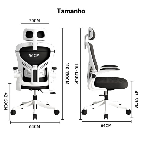 Cadeira Escritório Ergonômica MetalRed M616 Branca c/ ajustes