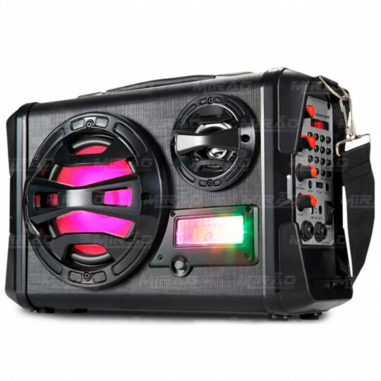 Caixa de Som Bluetooth Multimídia Fm Usb Sd Até 30w Com Pisca Led Infokit - VM-P3202