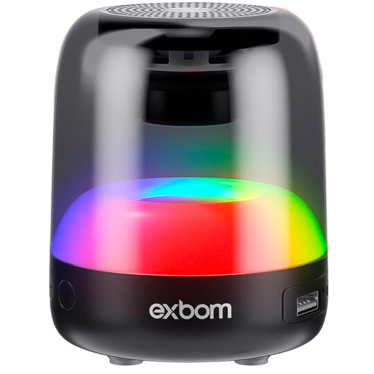 Caixa de Som Bluetooth Com Luz LED RGB CRISTAL EXBOM - CS-Q50BT