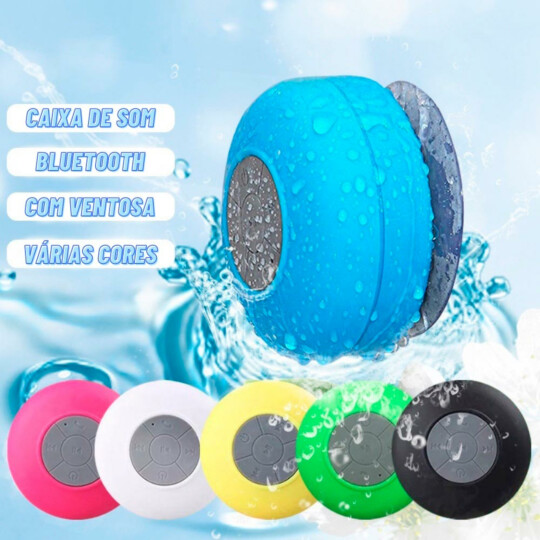 Caixa de Som Bluetooth a Prova d'agua p/ Banheiro com Ventosa KAPBOM - KA-8535