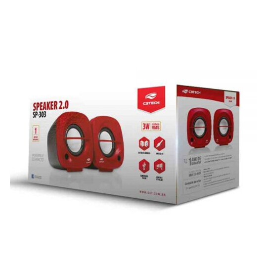Caixa de Som C3Tech para Computador e Notebook 2.0 3W RMS - SP-303RD