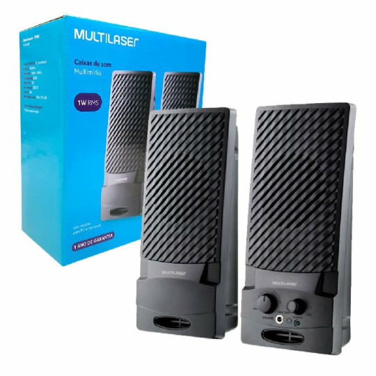 Caixa de Som Multilaser 2.0 Standard P2 3,5mm Usb Preta - SP050