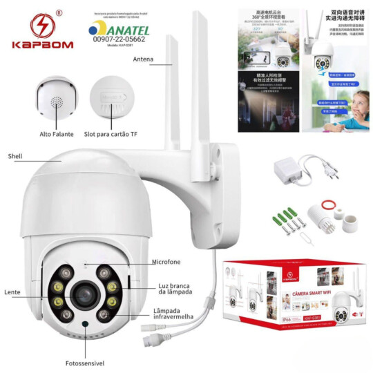 Camera de Segurança IP Wifi IP66 com Monitoramento Remoto KAPBOM - KAP-S381