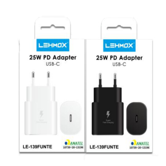 Carregador PD Turbo 25W USB-C com Selo Anatel Lehmox - LE-139