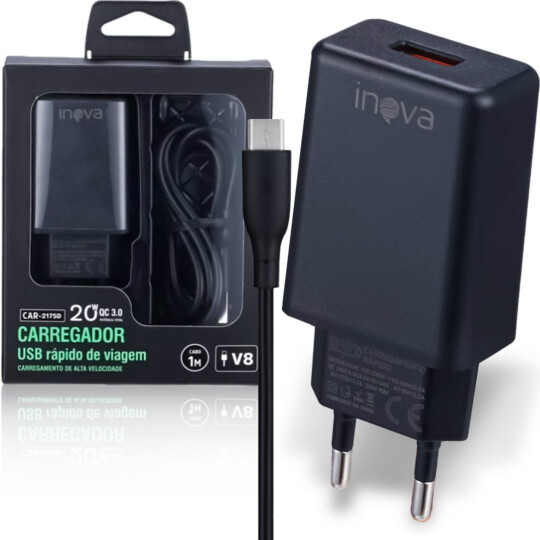 Carregador de Celular TURBO 20W C/ Cabo V8 INOVA - CAR-2175D