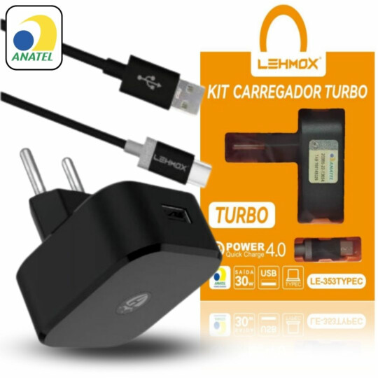 Carregador de Celular Turbo 4.0 Cabo Type C com Anatel Lehmox - LE-353 TYPEC