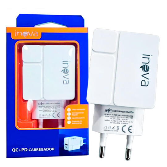 Carregador 3.1A 2 Portas USB E CABO TYPE-C INOVA - CAR-3235C