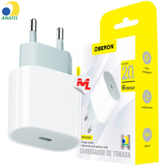 Carregador Quick Charger 3.0 20W PD Entrada Usb C OBERON - KP-IC029