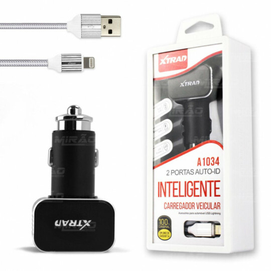 Carregador Veicular Auto Id com 2 EntradasUsb 3.6a Xtrad - A1034