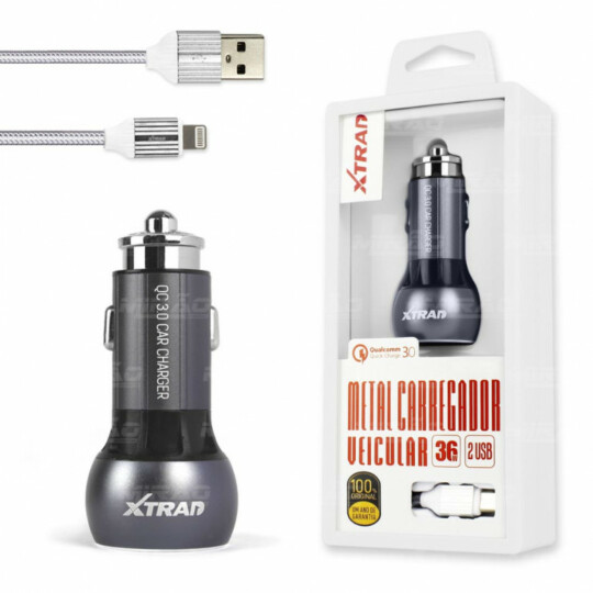 CARREGADOR VEICULAR DE 2 USB 3.0A Xtrad - A1026