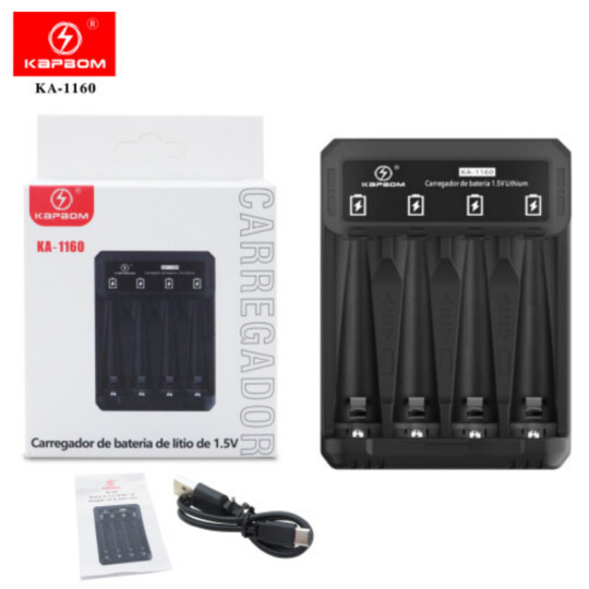 Carregador de Pilhas Recarregáveis AA / AAA para 4 Pilhas KAPBOM - KA-1160