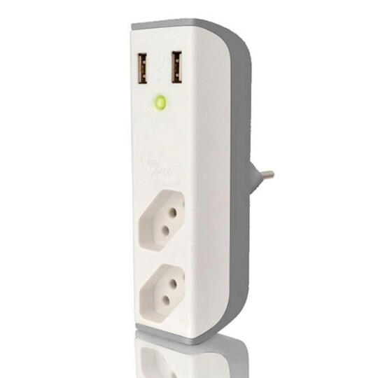 Filtro de Linha com Carregador USB C3TECH USB 2,1A + Filtro Bem Ligado Branco - FL-USB21GWH