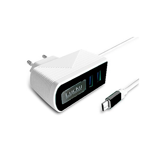 Carregador com 2 portas USB 3.0 Com Cabo Micro USB V8 - LU-588