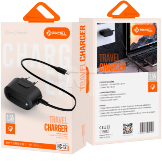 Carregador de Celular V8 Micro USB 1.5A PMCELL - HC-12