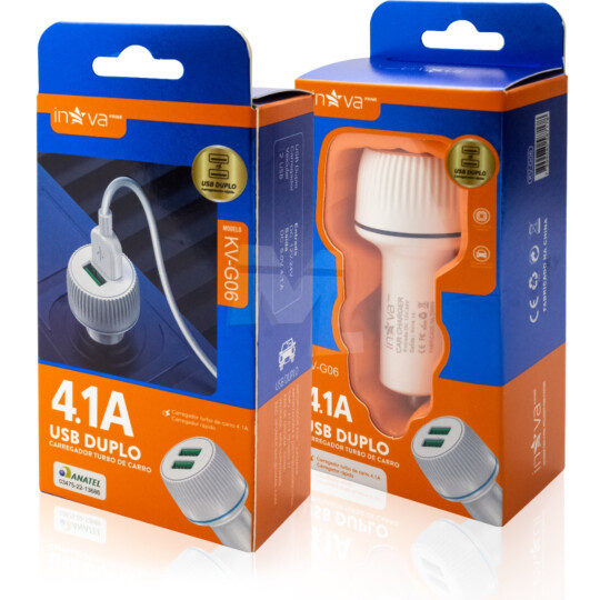 Carregador Veicular 4.1A com 2 Portas Usb INOVA - KV-G06