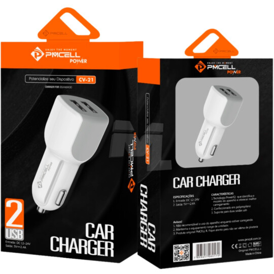 Carregador Veicular Power 2.4A 2 Usb PMCELL - CV-21