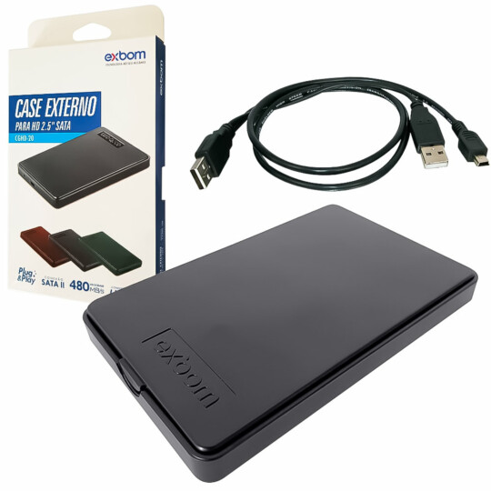 Case Externa para HD 2.5 Sata Usb 2.0 Bussines Preto Gaveta HD Exbom - CGHD-20