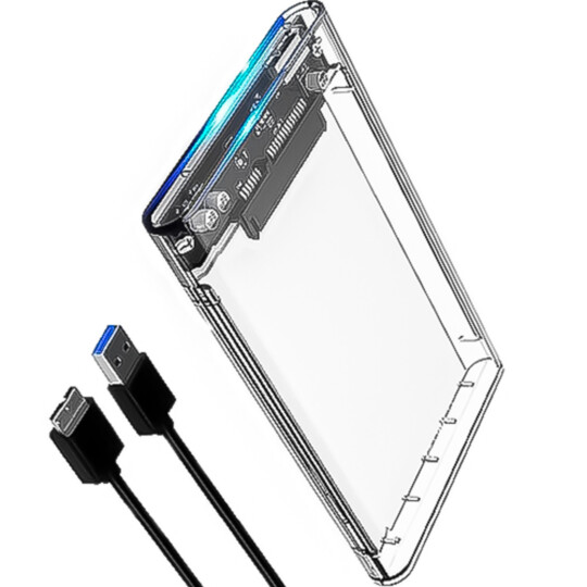 Case transparente p/ HD SATA 2.5" HHD/SSD USB 3.0 Original Transmissão 5GPBS-CGHD-35