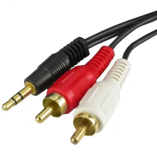 Cabo Auxiliar RCA x P2 3,5mm 3 Metros Estéreo Ponta Dourada Exbom - CBX-A2RCA30