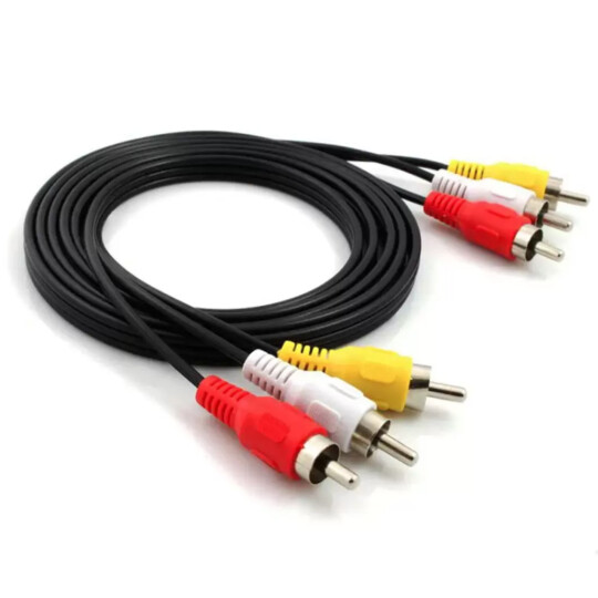 Cabo de Vídeo 3RCA x 3RCA 1.5 Metros Reforçado Ponta Dourada DMIX - Cbx-v3rca15