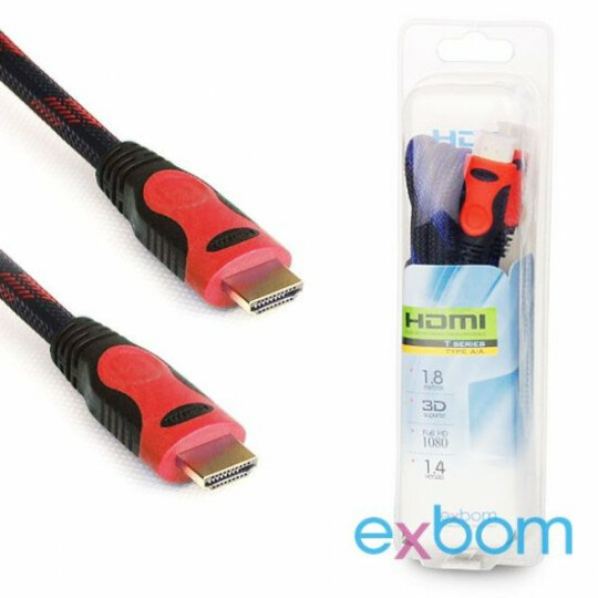 Cabo Hdmi 1.8 Metros Versão 1.4 Com Malha e Filtro Blindado EXBOM - CBX-H18CM