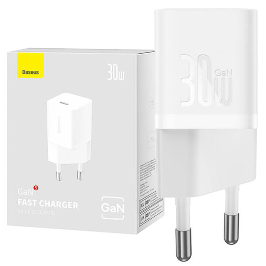 Carregador Tipo C Baseus Gan5 Fast Charger(mini) 1c 30w Branco - CCGN070502