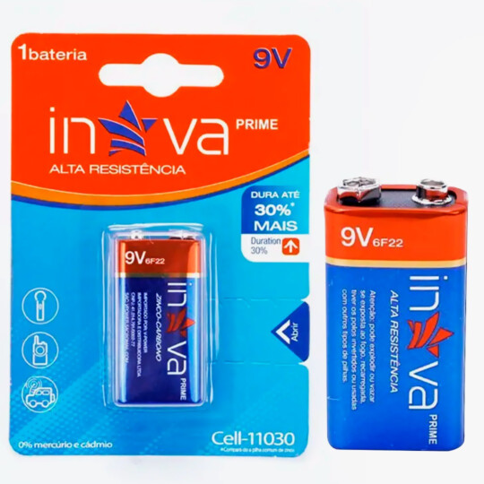 Bateria 9V de Alta Resistência INOVA - CELL-11030 