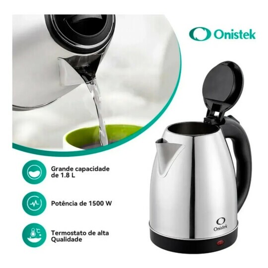 Chaleira Eletrica Onistek 1,8L Prateado Inox Desligamento Automático 110v UCL-200
