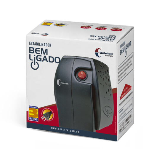 Estabilizador Mono 115V 4 Tomadas Bem Ligado C3Tech - ES-500VA