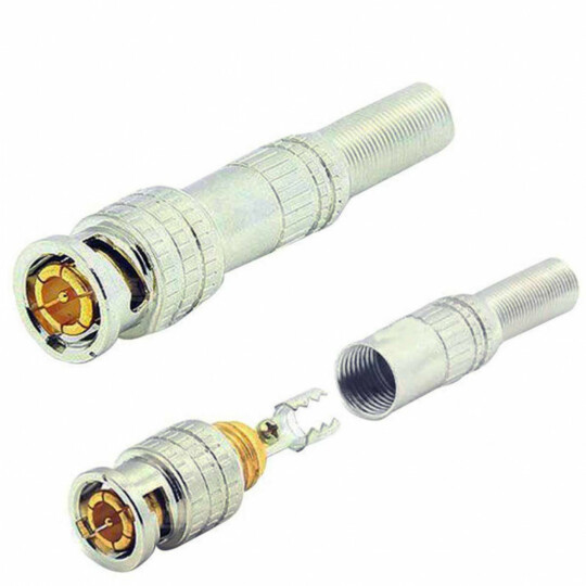 Conector Bnc de Compressão Com Mola e Pino Dourado Exbom - 00930
