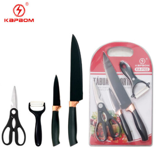 Conjunto de Facas de Cozinha e Tesoura 4 Peças KAPBOM - KA-F102