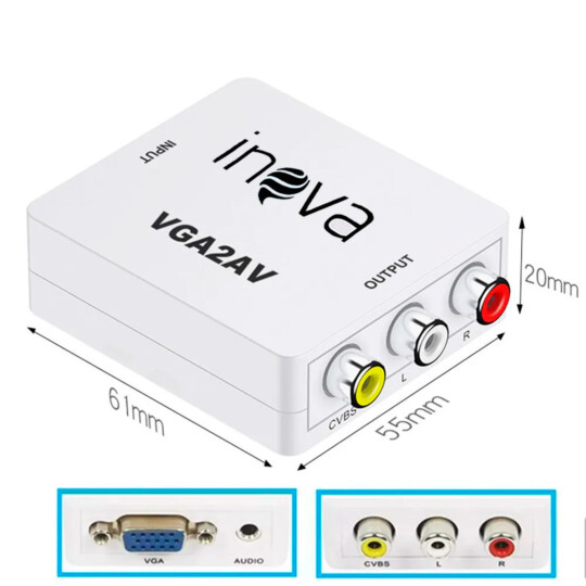 Conversor de Vídeo e Áudio VGA para AV RCA INOVA - ZJT-50005