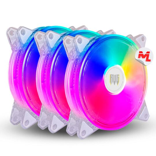 Cooler Fan ARGB 120mm Brancas Kit com 3 unidades e Controladora REVENGER - G-VR334K