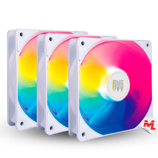 Cooler Fan ARGB 120mm Brancas Kit com 3 unidades e Controladora REVENGER - G-VR335K
