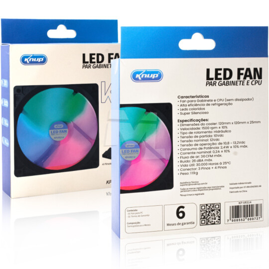 Cooler Fan 120mm para Gabinete e CPU com Led RGB KNUP - KP-VR314