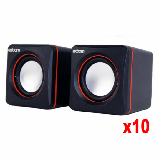 Kit 10 UN Caixa de Som para Notebook PC e Smartphone 2.0 5W Exbom - CS-39