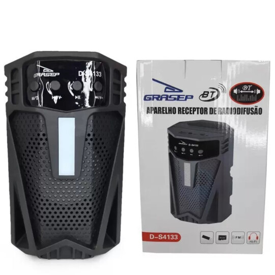 Caixa de Som Bluetooth Usb Portátil 19x12x12cm Grasep - D-S4132