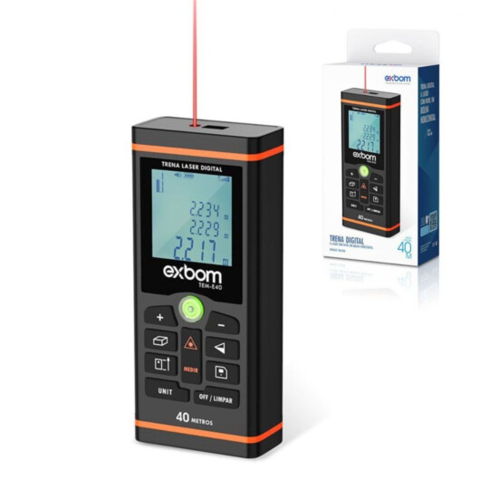 Trena Digital a Laser Distância 40 Metros Múltipla Medição EXBOM - TEM-E40
