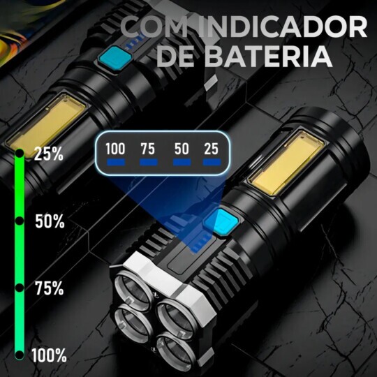 Lanterna de Led Recarregável De 4 Núcleos Super Potente ON-LT045