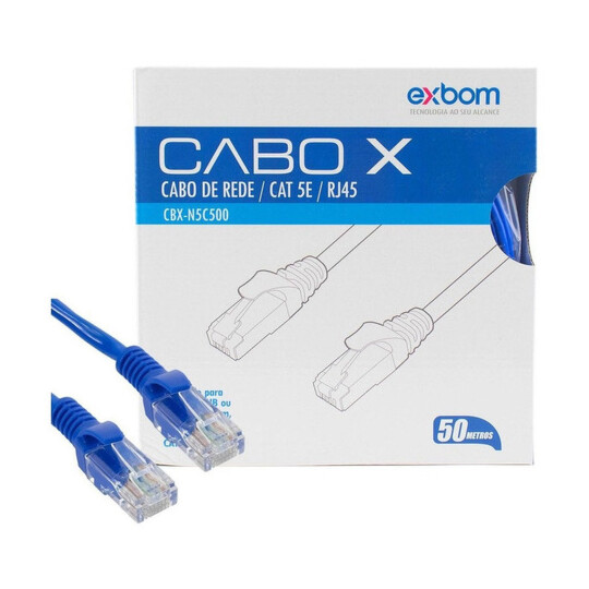 Cabo de Rede Rj45 Cat5e Azul 50 metros Exbom - CBX-N5C500