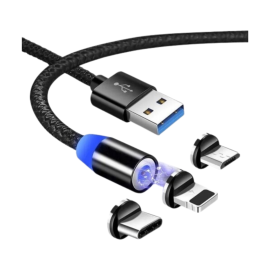 Cabo Magnético 3 em 1 3.4A V8 / Lightning / Type-C INOVA - KV-193
