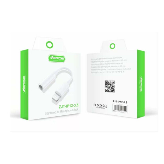 Adaptador IOS Lightning p/ Conector P2 3,5mm Fone de Ouvido Verde - ZJT-IP12-3.5